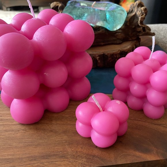 Brand New pink bubble candles :-) - Picture 1 of 2